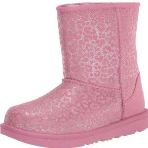 UGG Unisex-Child Classic II Glitter Leopard Pink Fashion Boot Sz 4 Youth New